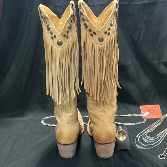 Old Gringo Tan Fringe Western Boots New no box Size 8.5 - Picture 4 of 5
